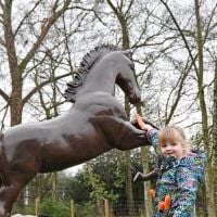 Rearing Horse Sculpture with child 