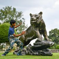 Child with Black & Gold Tiger Sculpture