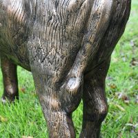 Close up of rear of highland cow sculpture 