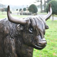 Side view of Highland Cow Sculpture in situ 