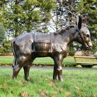 Antique Bronze Travelling Donkey Sculpture in Full  Antique Bronze Travelling Donkey Sculpture in Full