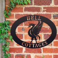 Oval House Name Sign with Liver Bird Design 