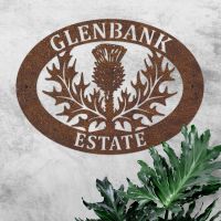 House Name Sign with Thistle Design 