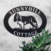 Oval House Name Sign with English Springer Spaniel 