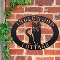 Personalised Sitting Cat House Name Sign on Wall  Personalised Sitting Cat House Name Sign on Wall