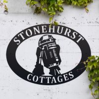 R2D2 Oval House Name Sign in Situ R2D2 Oval House Name Sign in Situ