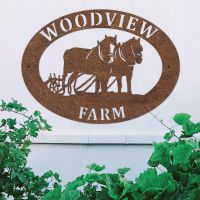 Horse & Plough Oval House Name Sign in Rustic Finish