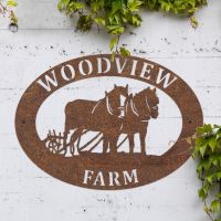 Rustic Horse & Plough Name Sign 