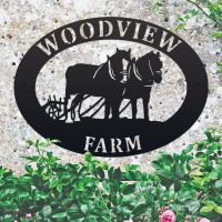Horse & Plough Iron Oval House Sign  Horse & Plough Iron Oval House Sign