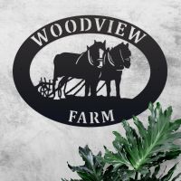 Horse & Plough Iron Oval House Name Sign  Horse & Plough Iron Oval House Name Sign