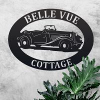 Black MG TD 1953 Open Tourer Iron Oval House Name Sign