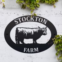 Highland Cow Iron Oval House Sign in Situ Highland Cow Iron Oval House Sign in Situ