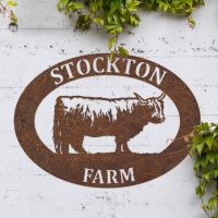 Highland Cow Iron Oval House Sign in Situ Highland Cow Iron Oval House Sign in Situ