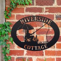 House Name Sign Fishing Iron Oval House 