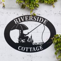 Fishing Iron Oval House Name Sign 