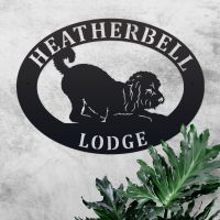 Playful Cockapoo Iron Oval House Name Sign 