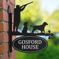 Game Season "Cocker Spaniel" Iron Bracketed House Name Sign 