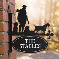 Game Season "3 Korthals Griffon" Iron Bracketed House Name Sign on Brick Wall 