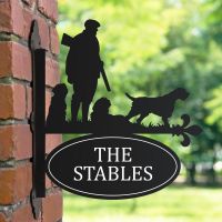 Game Season "3 Korthals Griffon" Iron Bracketed House Name Sign in Garden