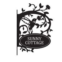 Bracketed House Name Sign with Hummingbird 