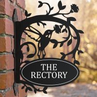 Flying Hummingbird Iron House Name Sign 