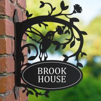 Hummingbird House Name Sign on Bracket 
