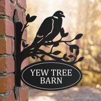 Bracketed Wood Pigeon House Name Sign 