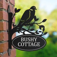 Bracketed Wood Pigeon House Name Sign in Situ 