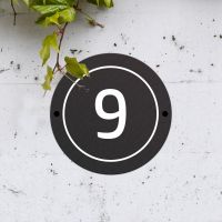 Modern Circular House Number Sign in Situ  Modern Circular House Number Sign in Situ