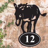 Donkey Iron House Number Sign in Situ a Rustic Wall
