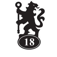 Lion with Staff Iron House Number Sign