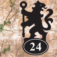 Lion with Staff Iron House Number Sign