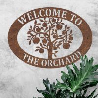 Apple Tree Iron Oval House Name Sign  Apple Tree Iron Oval House Name Sign