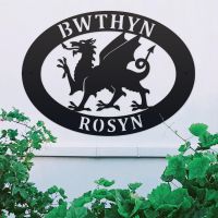 Welsh Dragon Iron Oval House Sign on a White Wall