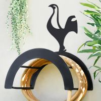 Wall Mounted Contemporary Cockerel Iron Hose Holder Finished in Black Wall Mounted Contemporary Cockerel Iron Hose Holder Finished in Black