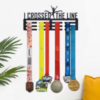 Sports Medal Hanger I Crossed the Line Mounted