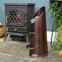 Copper Bronze Finish Coal hod in Situ Next to the Fireplace