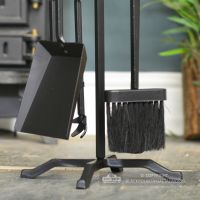 Traditional Black Iron Fireside Tool Set Stand