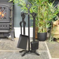 Traditional Black Iron Fireside Tool with Stand 54cm