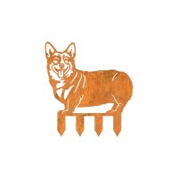 Rustic Finish Welsh Corgi (Pembroke) Silhouette with Ground Spike