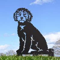 Garden Silhouette with Black Cockapoo 