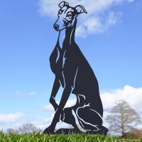 Garden Silhouette with Black Greyhound 