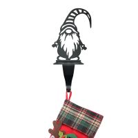 Stocking Holder with Gonk in Striped Hat Black 