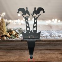 Black "Jolly Holly" Elf Stocking Holder 