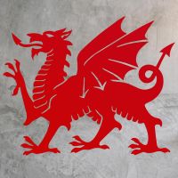 Welsh Dragon Wall Art in Situ on a Rustic Wall Welsh Dragon Wall Art in Situ on a Rustic Wall