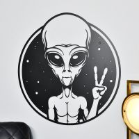 Peace Sign Alien Wall Art finished in Black