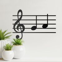 Musical Notes Steel Wall Art on a White Wall Musical Notes Steel Wall Art on a White Wall