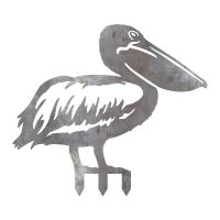 American White Pelican Sheet Steel Silhouette in Natural Steel Finish with Spikes