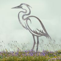 Unfinished Sheet Steel Silhouette with Contemporary Style Heron Design