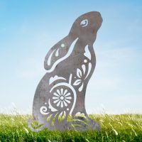 Gazing Hare "Floral Twist" Sheet Steel Silhouette in Natural Steel Finish in Situ Gazing Hare "Floral Twist" Sheet Steel Silhouette in Natural Steel Finish in Situ